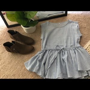 Stripled Peplum Blouse